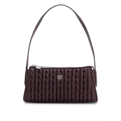 Hugo Boss Textured Hobo Bag With Stacked-logo Trim