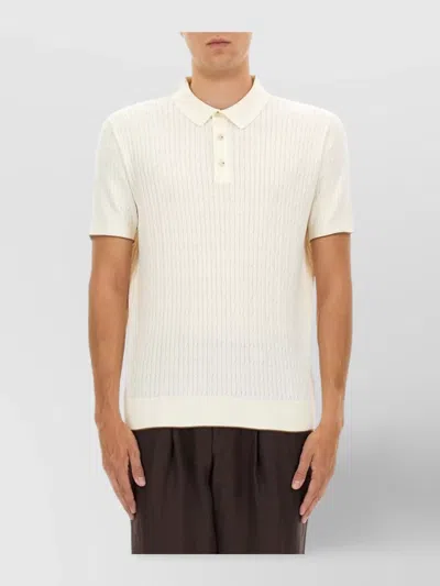 Hugo Boss Boss Silk And Cotton Braided Polo Shirt In Neutral