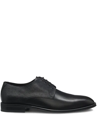 Hugo Boss Textured Leather Derby Shoes In Black