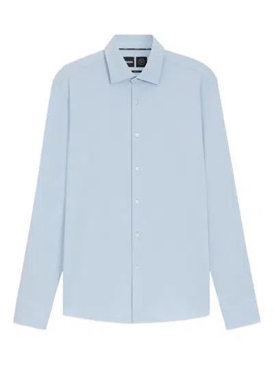 Hugo Boss Slim-fit Shirt In Printed Performance-stretch Jersey In Neutral