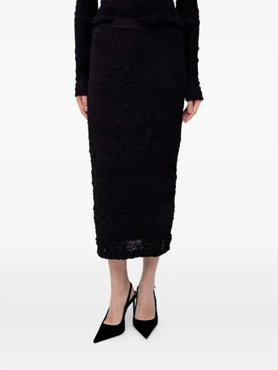 Hugo Boss Textured Midi Skirt In Black