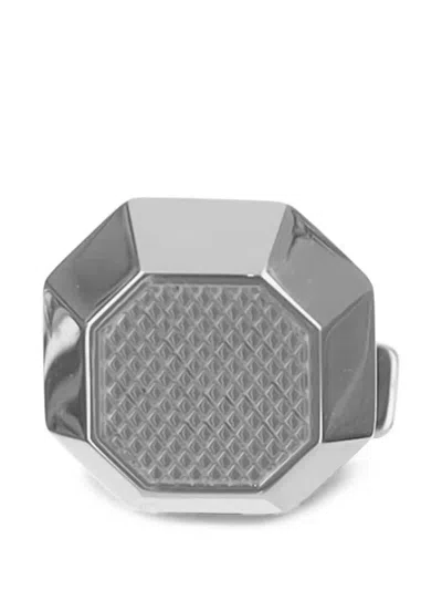 Hugo Boss Textured Octagonal-shaped Cufflinks In Brass In Silver