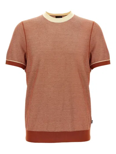HUGO BOSS TEXTURED SHORT-SLEEVE KNIT TOP