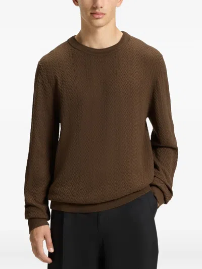 Hugo Boss Textured Sneakers In Brown