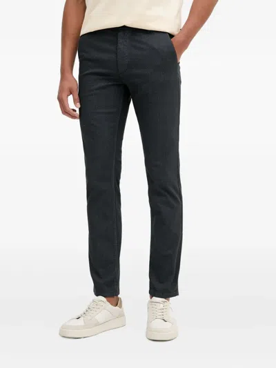 Hugo Boss Textured Straight-leg Trousers In Gray