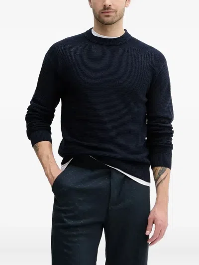 Hugo Boss Textured Sweater In Blue