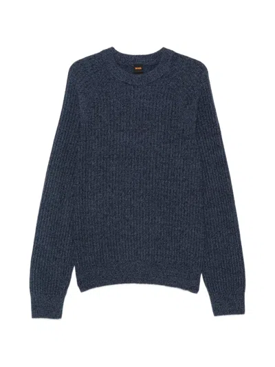 Hugo Boss Textured Sweater In Blue