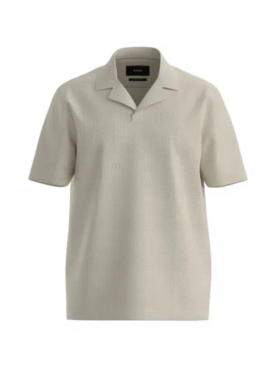 Hugo Boss Textured T-shirt In Neutral