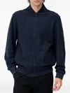 Hugo Boss Textured Zip-up Bomber Jacket In Blue