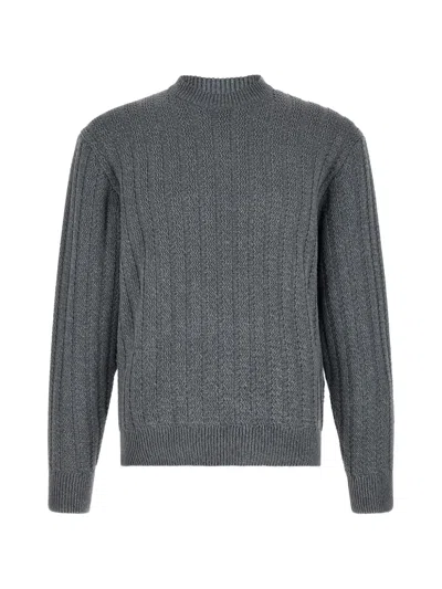 Hugo Boss Textured Vertical Knit Sweater In Gray