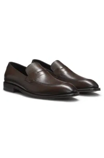 Hugo Boss Textured-tongue Loafers In Leather In Multi | ModeSens