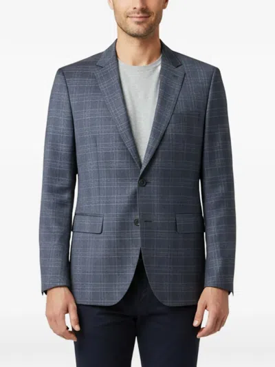 Pre-owned Hugo Boss The James4 Single-breasted Check-pattern Wool Blazer In Blue