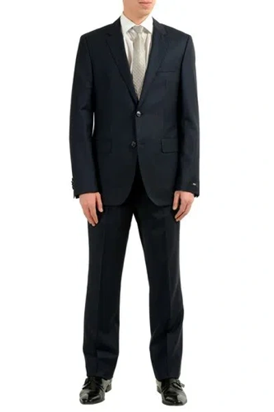 Pre-owned Hugo Boss "the James4/sharp6" Men's 100% Wool Blue Two Button Suit Us 40l It 50l