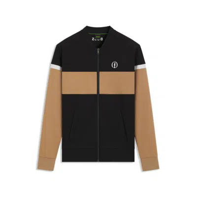 Hugo Boss The Open Jersey Jacket With Color-blocking In Black