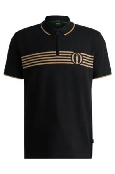 Hugo Boss The Open Polo Shirt With Special Artwork In Black