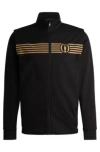 Hugo Boss The Open Regular-fit Zipped Sweatshirt With Special Artwork In Black