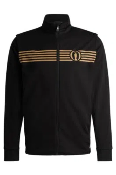 Hugo Boss The Open Regular-fit Zipped Sweatshirt With Special Artwork In Black