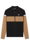 Hugo Boss The Open Zip Sweatshirt With Grid Pattern In Multi