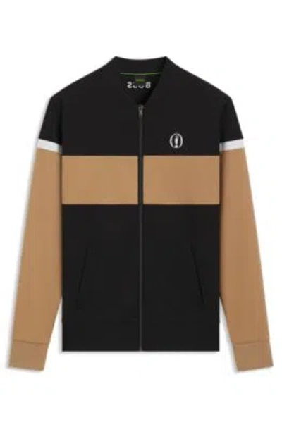 Hugo Boss The Open Zip Sweatshirt With Grid Pattern In Multi