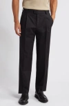 Hugo Boss Theodor Pleated Stretch Cotton Pants In Black