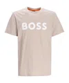 Hugo Boss Boss Tiburt 354 Logo Cotton Graphic T-shirt In Nude