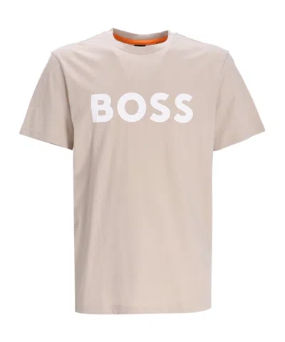 Hugo Boss Thinking 1 Logo-print Cotton T-shirt In Neutrals