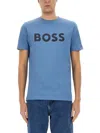 Hugo Boss Rn Mens Center Logo T-shirt In Azure