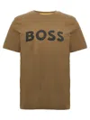 Hugo Boss Cotton-jersey T-shirt With Logo In Signature Colours In Brown