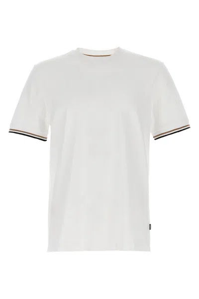 Hugo Boss Mens White Striped-trim Regular-fit Cotton-jersey T-shirt Xxl