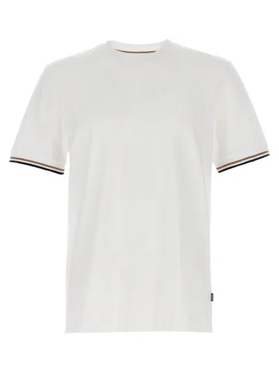Hugo Boss Mens White Striped-trim Regular-fit Cotton-jersey T-shirt Xxl