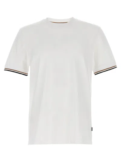 Hugo Boss Mens White Striped-trim Regular-fit Cotton-jersey T-shirt Xxl