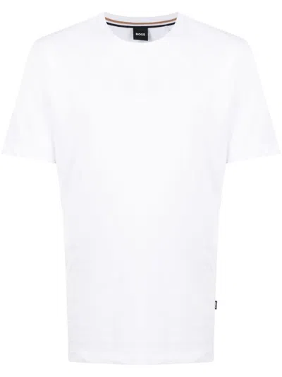 Hugo Boss Cotton-jersey Regular-fit T-shirt With Ribbed Collar In White
