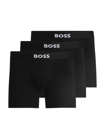 HUGO BOSS MENS THREE-PACK BOXER BRIEFS IN STRETCH