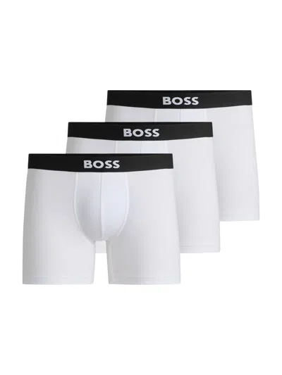 Hugo Boss Three-pack Boxer Briefs In Stretch In Gray