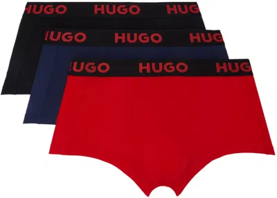 Hugo Boss Three-pack Black Jacquard-logo Boxers In Open Misc. 982