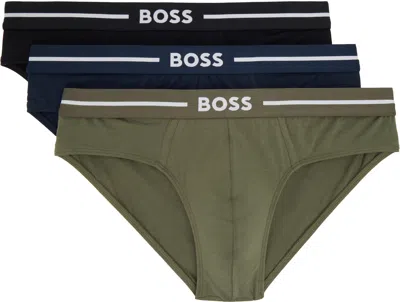 Hugo Boss Three-pack Multicolor Logo Briefs In 966open Miscelaneous