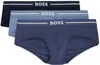 Hugo Boss Three-pack Navy & Blue Jacquard Logo Briefs In Open Misc. 967