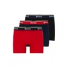 Hugo Boss Three-pack Of Boxer Briefs With Logo Waistbands In Red