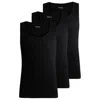 Hugo Boss Three-pack Of Cotton Tank Tops With Embroidered Logos In Black