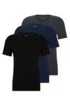 Hugo Boss Three-pack Of Logo-embroidered T-shirts In Cotton In Light Blue