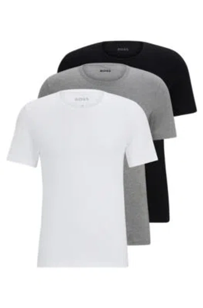 Hugo Boss Three-pack Of Logo-embroidered T-shirts In Cotton Men's Clothing Size S In Assorted-pre-pack