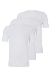 Hugo Boss Three-pack Of Logo-embroidered T-shirts In Cotton In White