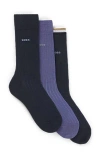 Hugo Boss Three-pack Of Regular-length Cotton-blend Socks In Multi