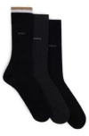 Hugo Boss Three-pack Of Regular-length Socks In Black