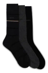 Hugo Boss Three-pack Of Regular-length Socks In Dark Grey