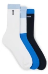 Hugo Boss Three-pack Of Short-length Socks With Logo Details In Blue