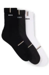 Hugo Boss Three-pack Of Short Socks With Logos In Patterned