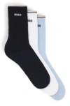 Hugo Boss Three-pack Of Short Socks With Logos In Patterned