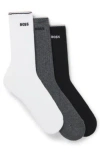 Hugo Boss Three-pack Of Cotton-blend Short Socks With Logos In Patterned