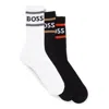 Hugo Boss Three-pack Of Short Socks With Stripes And Logo In Black